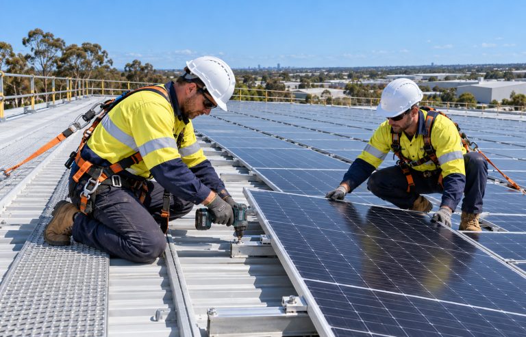 Commercial Solar Installers Fitting Rooftop Panels