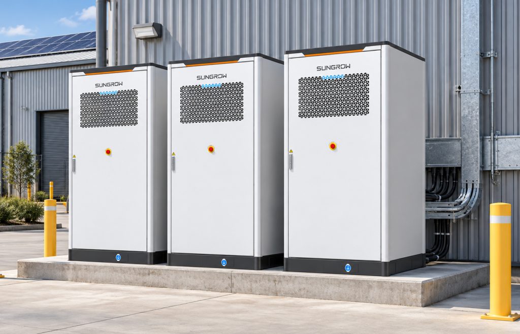 Three Sungrow Cabinets At An Australian Factory